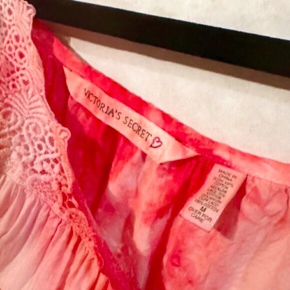 Vintage Victoria's Secret Size Medium Tie Dyed CottageCore Nightgown Prairie Red - Picture 4 of 13